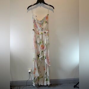 Rococo Sand White Floral Ruffled Maxi Dress NWT